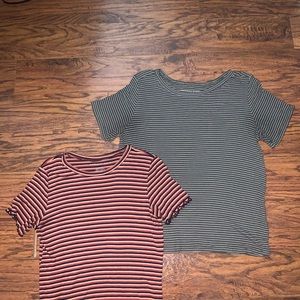 2 American Eagle ribbed striped tees